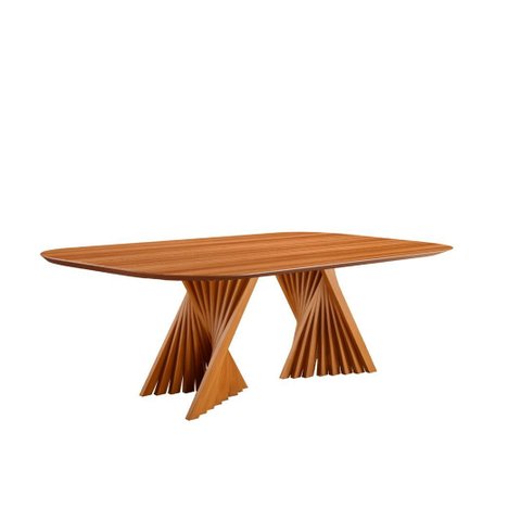 Mesa de Jantar Madeira Maciça com Base Torcida 2,20x1,10m - Diamante - Harmonia Salas