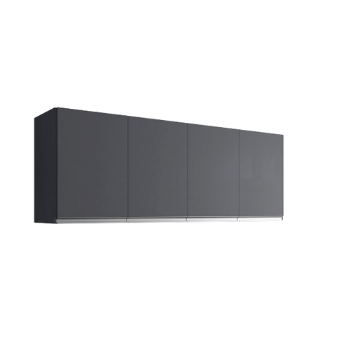 Armário Aéreo Cinza Suspenso P/ Cozinha Andreia 150cm C/ 4 Portas - Ajl Móveis