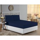 Ver imagem 4 de Jogo de Cama Casal Viúva Nobre 3 Peças Malha 100% Algodão - Azul-marinho