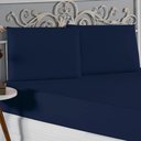 Ver imagem 3 de Jogo de Cama Casal Viúva Nobre 3 Peças Malha 100% Algodão - Azul-marinho