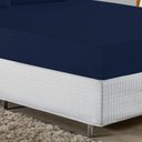 Ver imagem 2 de Jogo de Cama Casal Viúva Nobre 3 Peças Malha 100% Algodão - Azul-marinho