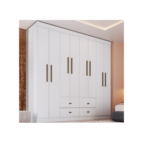 Guarda Roupas Las Vegas 8pts 4gav 100% Mdf Branco Cod: 676.029