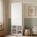 Ver imagem 1 de Guarda Roupa 2 Portas com Nichos e 1 Gaveta Curió Casatema MadeiraOriginals Branco
