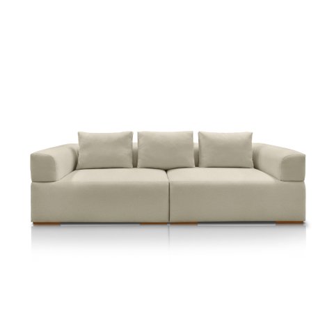 Sofá Bipartido com Almofadas Soltas 220cm Nuuk Linho Off White G63 - Gran Belo