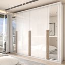 Ver imagem 5 de Guarda-roupa Casal Severo Gold 6 Portas 6 Gavetas com Espelho Branco - Panorama Móveis