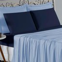 Ver imagem 3 de Jogo de Cama King Nobre 4 Peças Lençol com Elástico de 30cm de Altura Malha 100% Algodão - Azul-