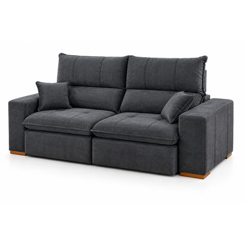 Sofá Thor Retrátil e Reclinável com Molas Ensacadas e Pillow Top de 18cm:Veludo Grafite/2,10