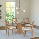 Ver imagem 2 de Mesa de Jantar 4 Lugares Redonda com Pé Hexagonal Lisboa Off White/freijó - Dalla Costa