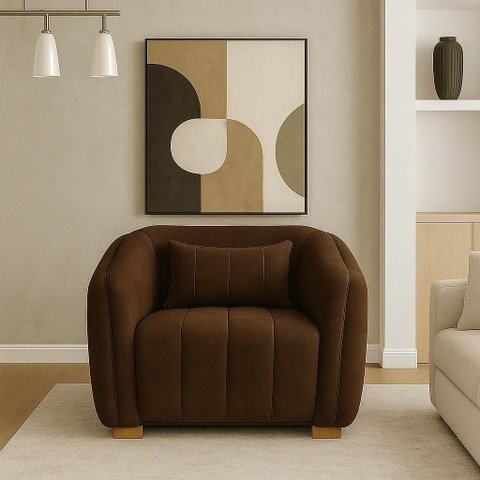 Poltrona Lilian Luxo Recepção Escritório Suede Branco:marrom/liso