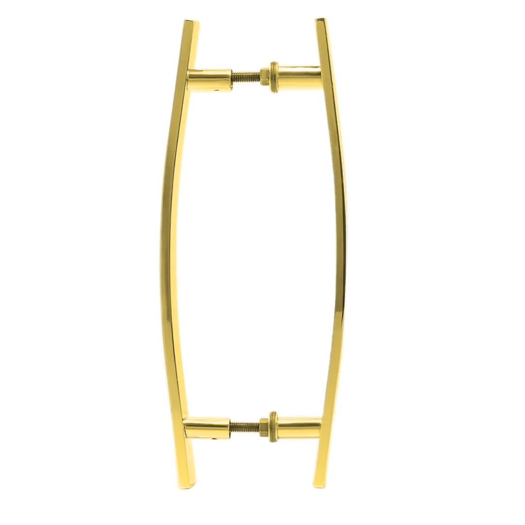 Puxador Duplo Alumínio Curvo 60cm Porta Pivotante Dourado - 2