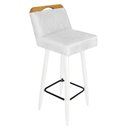 Ver imagem 2 de Kit 03 Banqueta Alta C/ Encosto Lith Para Cozinha Bar Balcão Bistrô Pé Palito Branco Corino Branco -