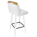 Ver imagem 3 de Kit 03 Banqueta Alta C/ Encosto Lith Para Cozinha Bar Balcão Bistrô Pé Palito Branco Corino Branco -