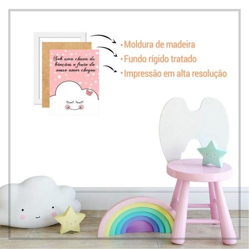 Placa decorativa infantil Bebê Desenho Unicórnio Colorido