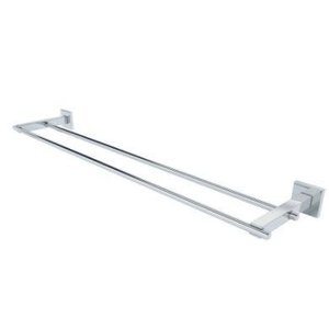 Porta Toalha Duplo 56cm. Modelo Quadrado Com Dupla Fixação