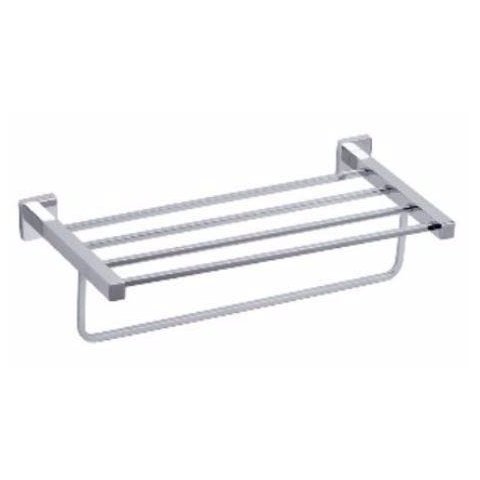 Porta Toalha Linear Estilo Hotel Com Barra Dupla Fixação