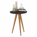 Ver imagem 1 de Mesa Apoio Pés Madeira Retrô Decor Classic Redonda - Preto