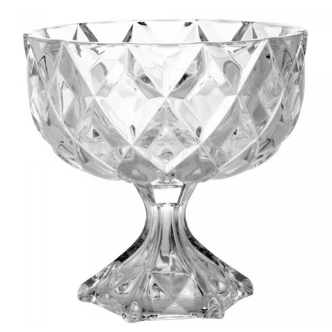 Centro de Mesa Decorativo com Pé de Cristal de Chumbo Lyor Deli Diamond 24,5x24cm