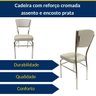 Kit 4 Cadeiras Cozinha Reforço Cromada Assento Grosso Confortável Encosto Estofado Cor Prata - 6