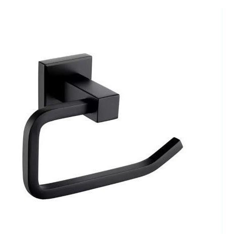 Porta Papel Higiênico Modelo Quadrado Com Dupla Fixação Preto Fosco Black