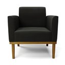 Ver imagem 4 de Kit 2 Poltronas Base de Madeira Fixa Castanho Marisa Suede D03 - D'Rossi Preto
