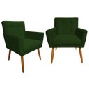 Ver imagem 1 de Kit 2 Poltronas Decorativa Onix Suede Verde Pés Madeira Ms Decor