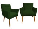 Ver imagem 1 de Kit 2 Poltronas Decorativa Onix Suede Verde Pés Madeira Ms Decor