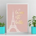 Ver imagem 1 de Quadro Torre Eiffel La Vie Est Belle 24x18cm - com vidro:Madeira preta