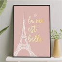 Ver imagem 2 de Quadro Torre Eiffel La Vie Est Belle 24x18cm - com vidro:Madeira preta