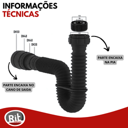 Torneira Banheiro Bancada Preto + Sifão + Valvula + Engate:preto - 5