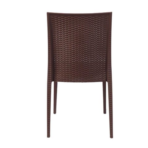 Cadeira Rattan para Mesa de Jantar em Polipropileno Estrutura em Plástico Encosto Vazado Empilhá
