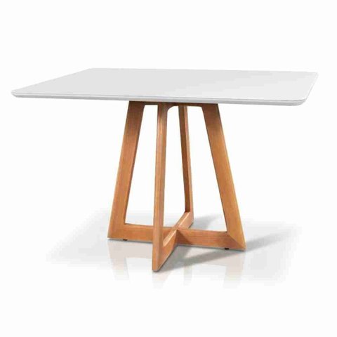 Mesa de Jantar Luna 140x90 Tampo Laqueado Vidro:cinamomo/off