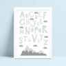 Quadro Quadro Decoração Infantil montanhas alfabeto cinza - 1