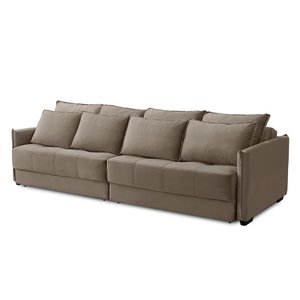 Sofá sem Caixa Retrátil Reclinável 2,10m Catarina Veludo Cappuccino Rover & Beato