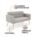 Ver imagem 5 de Kit 1 Sofá Namoradeira e 2 Poltronas Elisa Veludo Pés Palito Natural - D’Rossi Cinza
