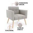 Ver imagem 6 de Kit 1 Sofá Namoradeira e 2 Poltronas Elisa Veludo Pés Palito Natural - D’Rossi Cinza