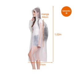 Capa de Chuva Transparente em Pvc para Mulher - Tamanho M - 2