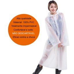 Capa de Chuva Transparente em Pvc para Mulher - Tamanho M - 6