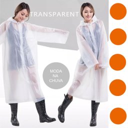 Capa de Chuva Transparente em Pvc para Mulher - Tamanho M - 5