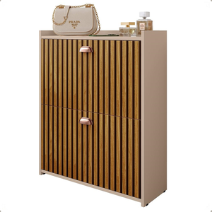 Sapateira Hall Entrada Sapatos 2 Portas Puxador Concha Closet - Fendi / Ripado