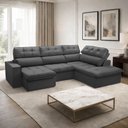 Ver imagem 3 de Sofá 4 Lugares Retrátil Reclinável Chaise Direito 288cm Solin F04 Veludo Grafite - Lyam Decor