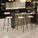 Ver imagem 2 de Kit 04 Banquetas Baixa Bar Cozinha Sala de Jantar Estrutura em Aço Milão L02 Suede Bege - Lyam