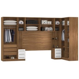 Guarda Roupa Dormitório Modulado Irlanda Casal/queen Canto - Amêndola Touch e Branco - Roupeiro Demo - 2