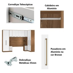 Guarda Roupa Dormitório Modulado Irlanda Casal/queen Canto - Amêndola Touch e Branco - Roupeiro Demo - 4