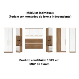 Guarda Roupa Dormitório Modulado Irlanda Casal/queen Canto - Amêndola Touch e Branco - Roupeiro Demo - 5