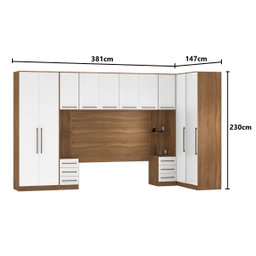 Guarda Roupa Dormitório Modulado Irlanda Casal/queen Canto - Amêndola Touch e Branco - Roupeiro Demo - 3
