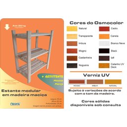 Estante Modular 3 Prateleiras Madeira Maciça 65x50x29 Cm Pintada Neonx:osmocolor Natural Uv Gold - 2