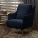 Ver imagem 2 de Poltrona Decorativa Sarah Veludo Azul Marinho