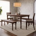 Ver imagem 2 de Mesa de Jantar 2 Bancos 2 Cadeiras Rubi Madeira Macica Taeda Cafe Festra