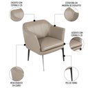 Ver imagem 3 de Poltrona Decorativa para Sala de Estar Cris L07 Couro Fendi - Mpozenato