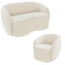 Ver imagem 2 de Conjunto 1 Sofá Living 180cm e 1 Poltrona Decorativa Sala de Estar Íbis Encosto Fixo Bouclê Off Whit